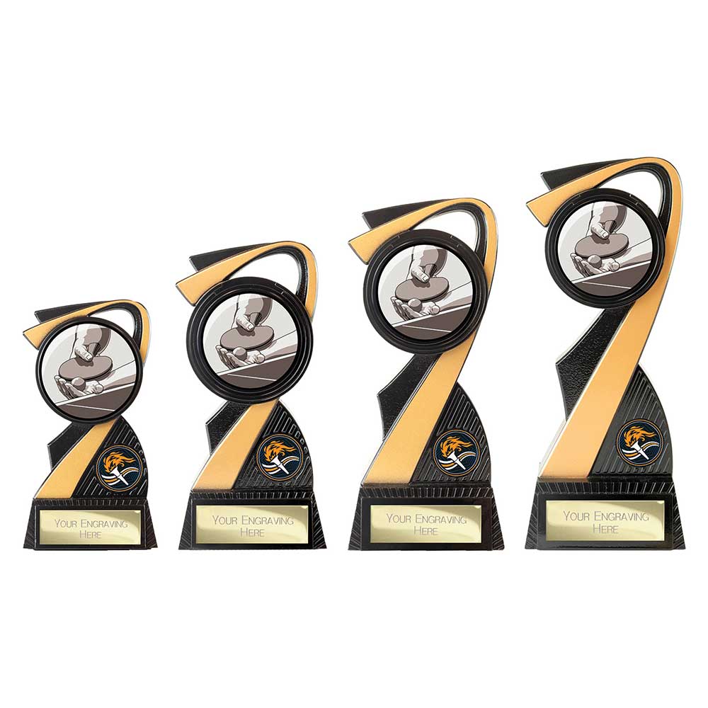 Mania Tower Table Tennis Award Carbon Black & Gold 155mm
