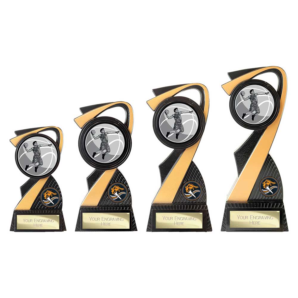Mania Tower Basketball Award Carbon Black & Gold 155mm