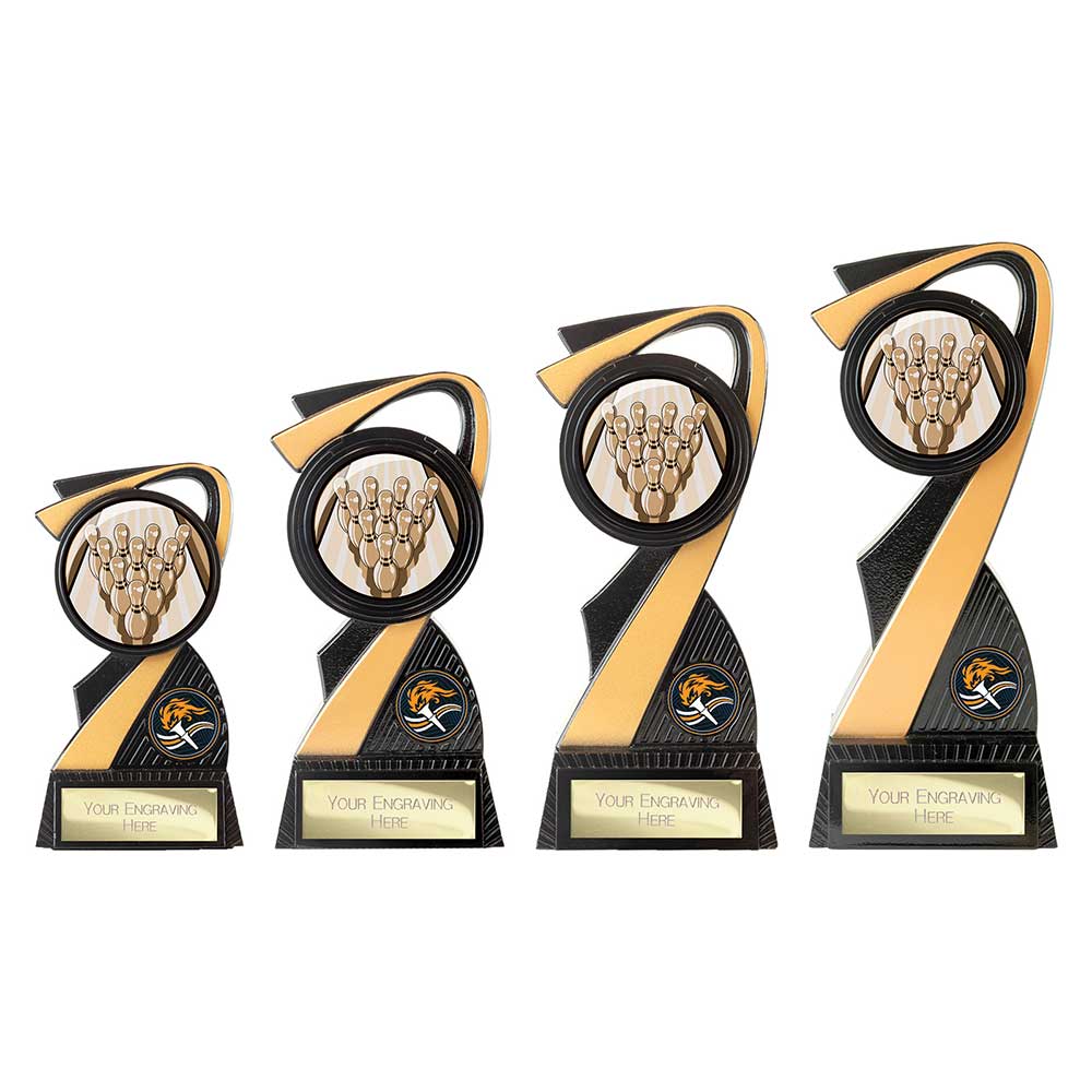 Mania Tower Ten Pin Bowling Award Carbon Black & Gold 130mm
