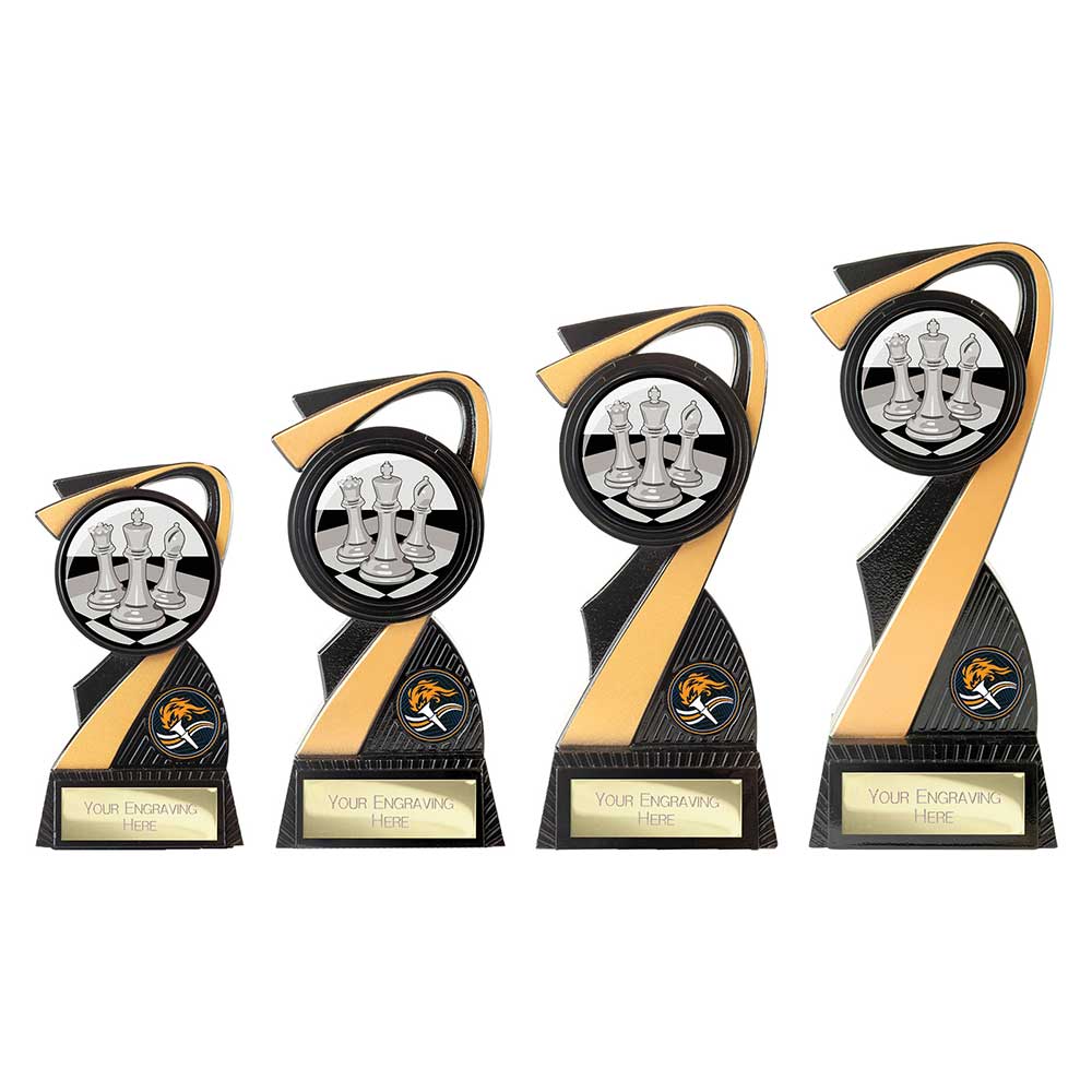 Mania Tower Chess Award Carbon Black & Gold 155mm