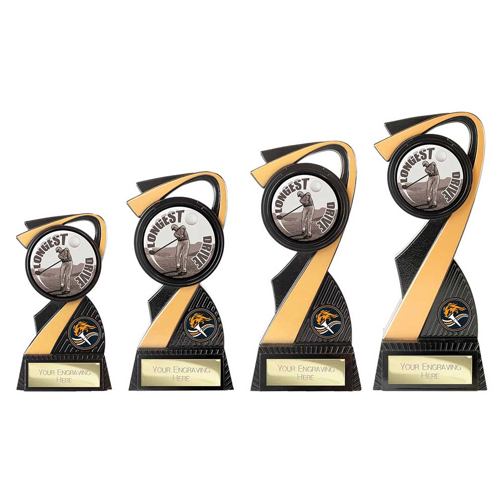 Mania Tower Golf Longest Drive Award Carbon Black & Gold 180mm