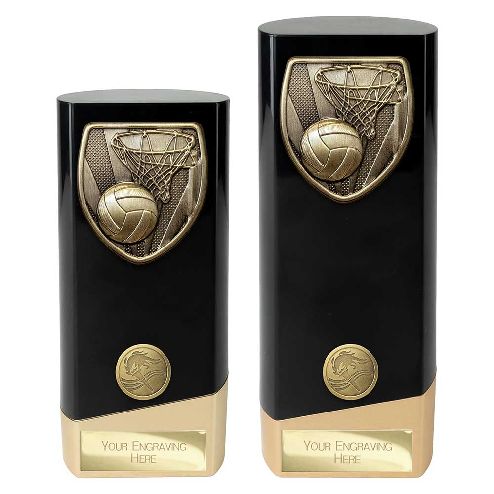Prime Cobra Netball Award Black & Gold 160mm