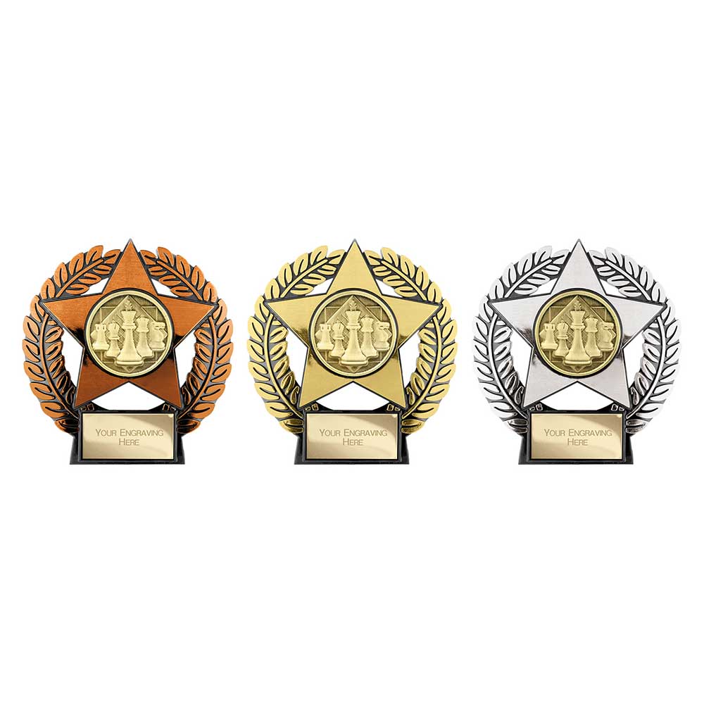 Emperor Star Chess Plaque Silver 120mm