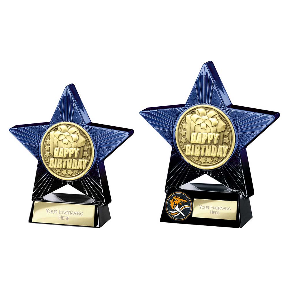 Superstar Happy Birthday Award Blue & Black 140mm