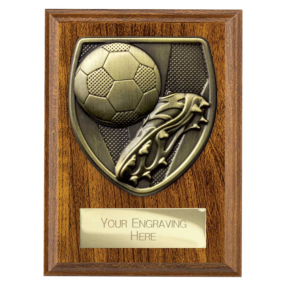 Cobra Plaque Football Boot & Ball Award Walnut 125mm