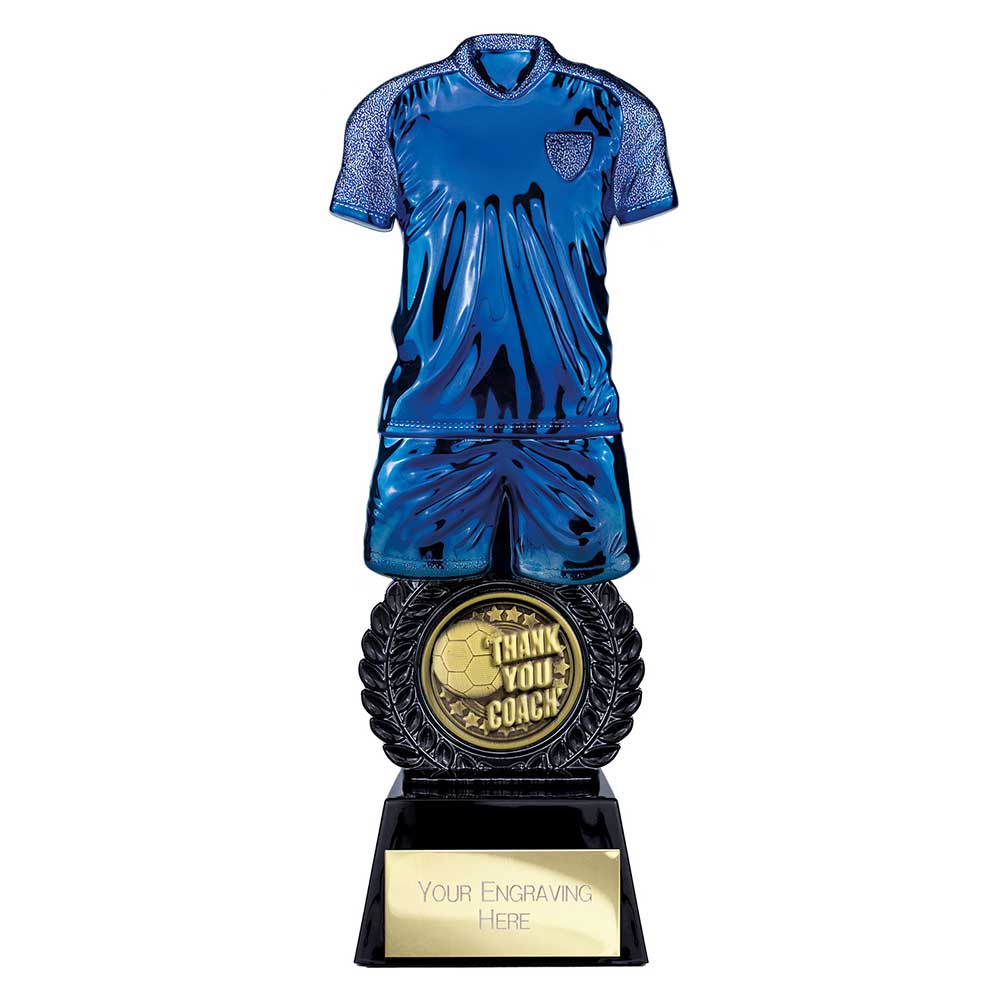 Intensity Football Thank You Coach Award Blue & Carbon Black 260mm