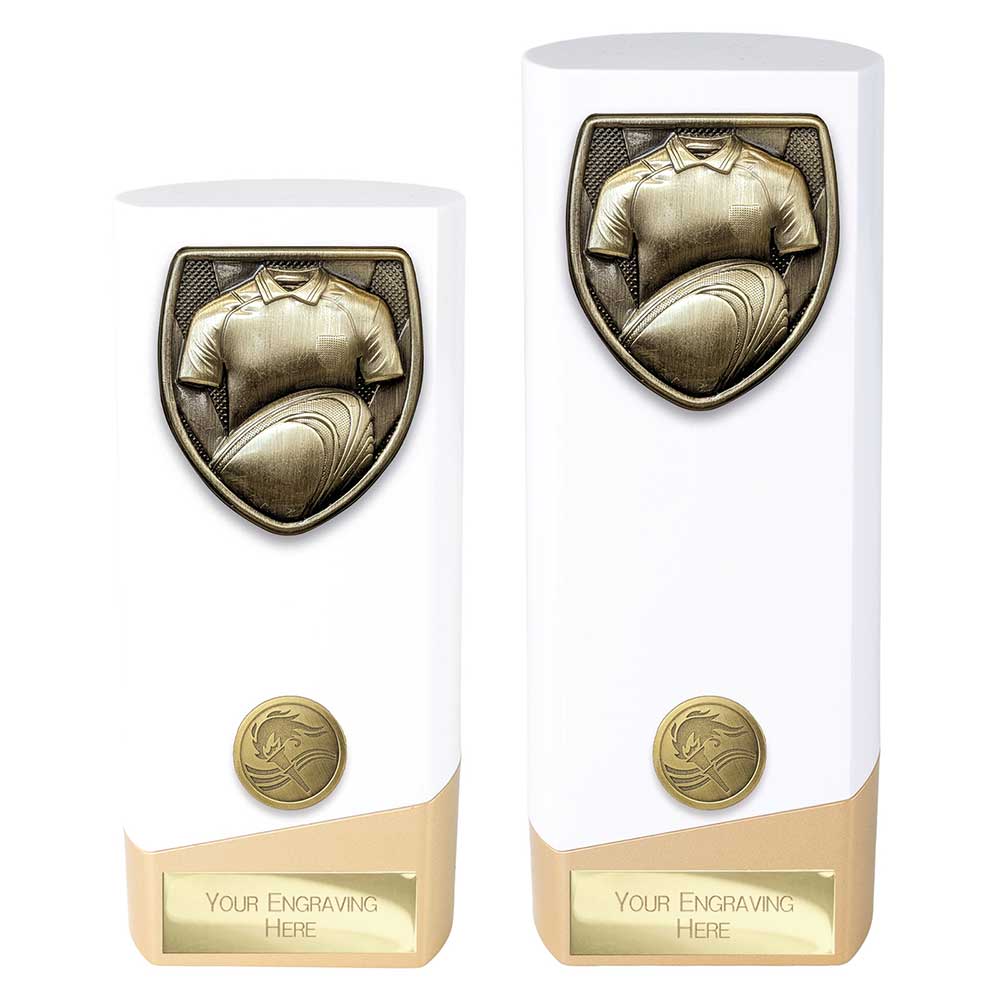 Prime Cobra Rugby Shirt & Ball Award White & Gold 190mm
