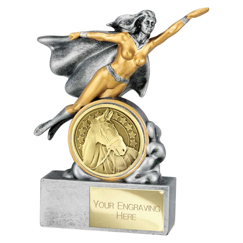 Hero Female Equestrian Award Antique Silver 140mm