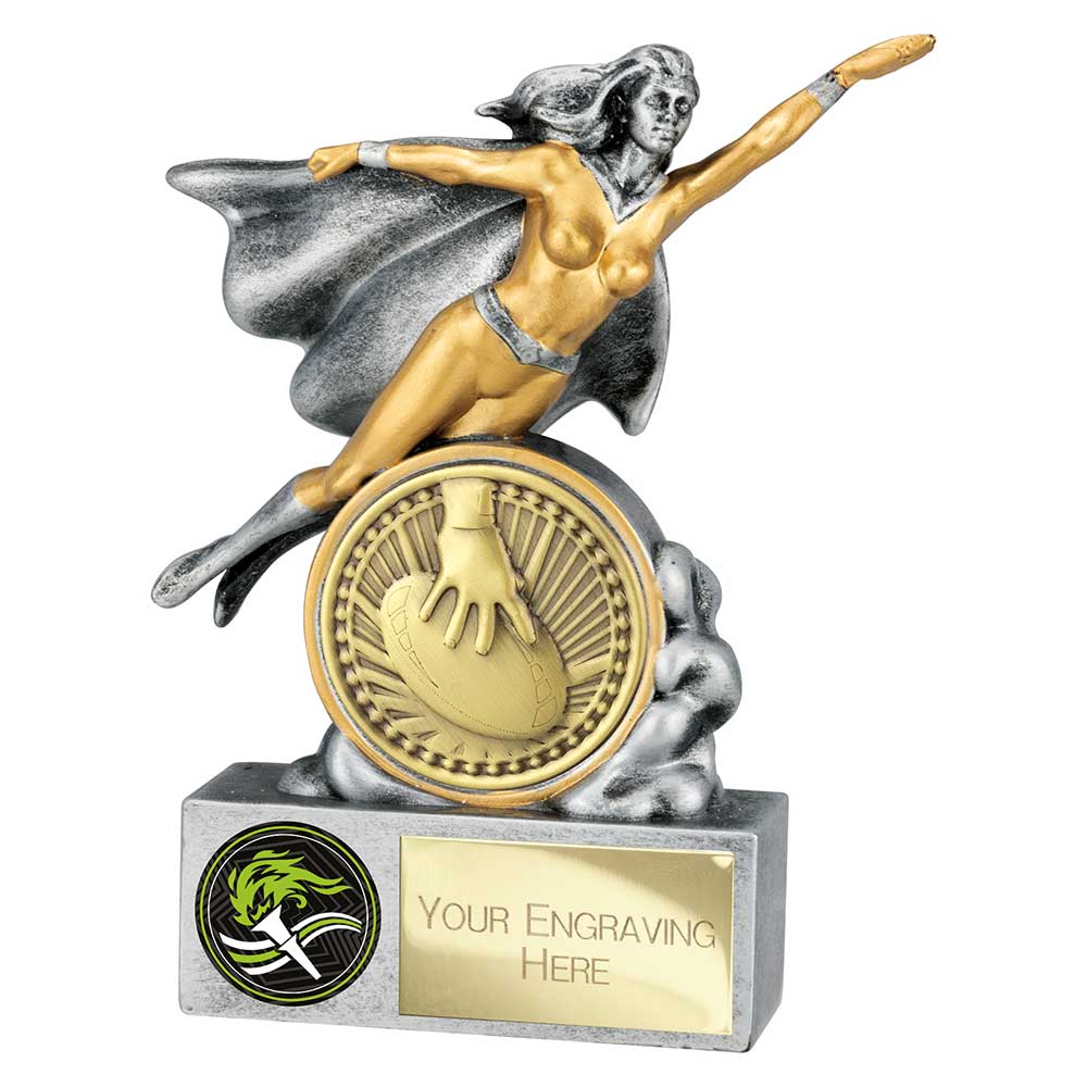Hero Female Rugby Award Antique Silver 140mm