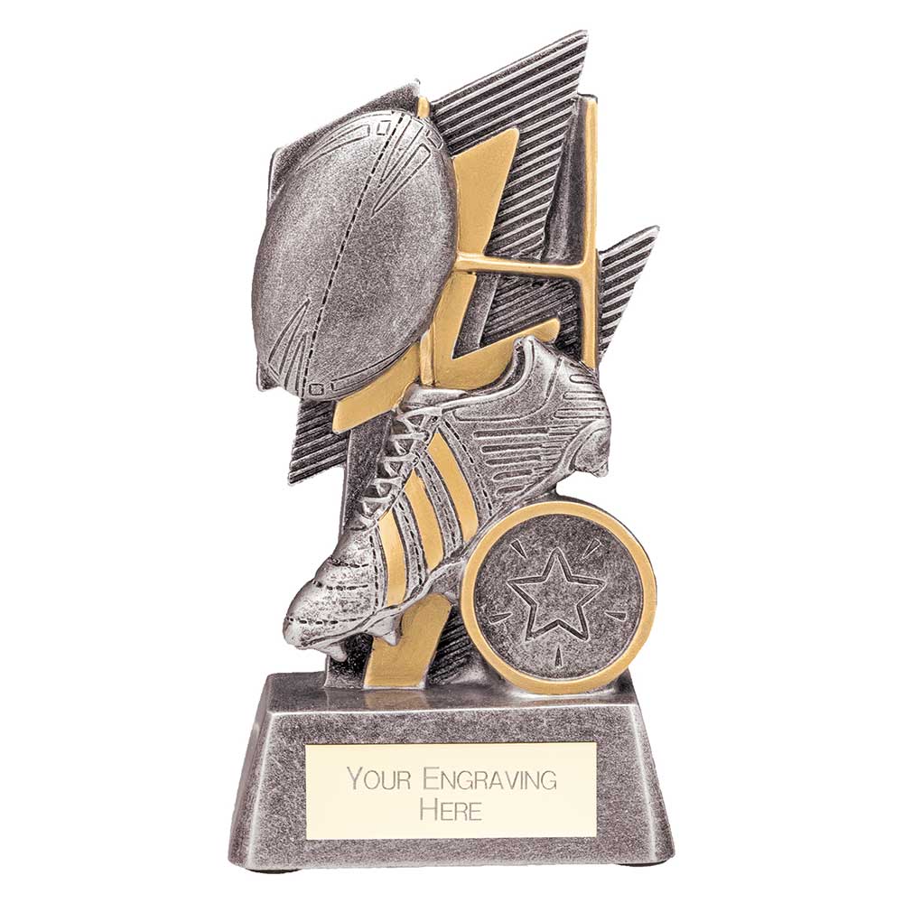 Strike Bolt Rugby Award Antique Silver & Gold 130mm