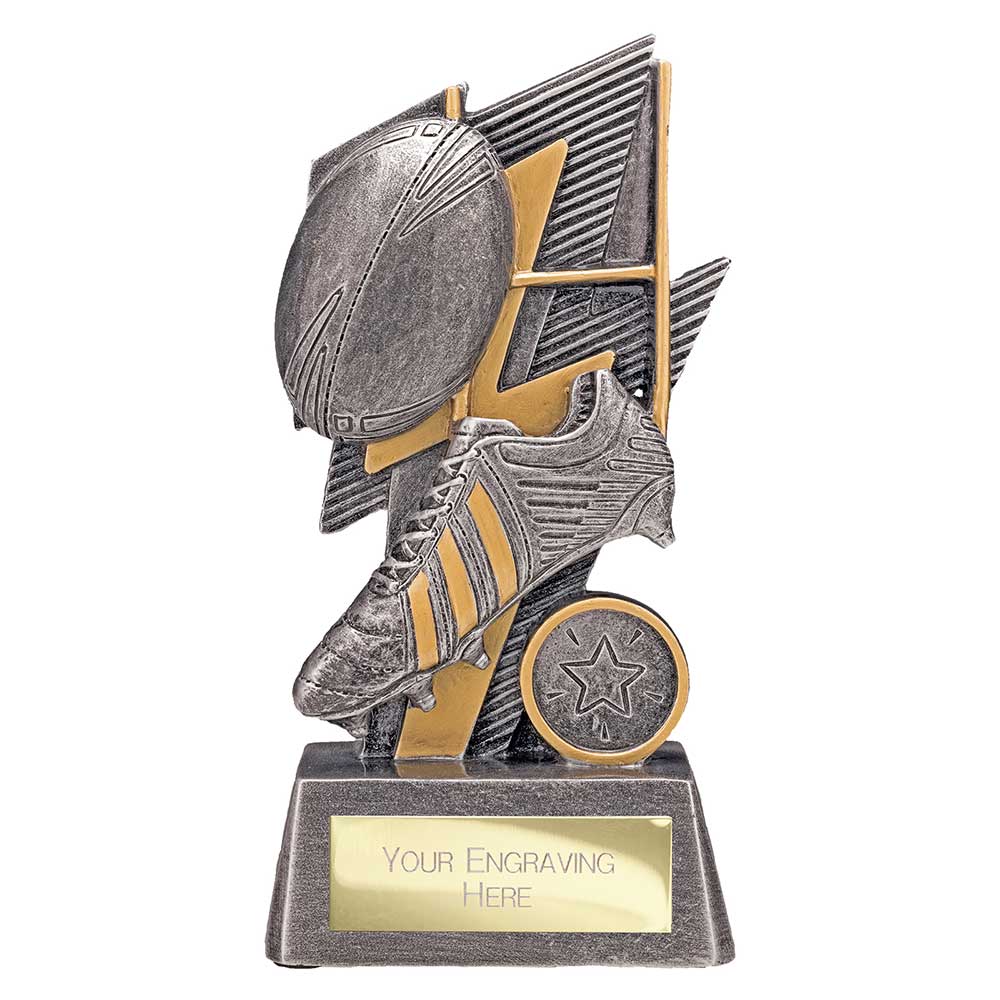 Strike Bolt Rugby Award Antique Silver & Gold 170mm