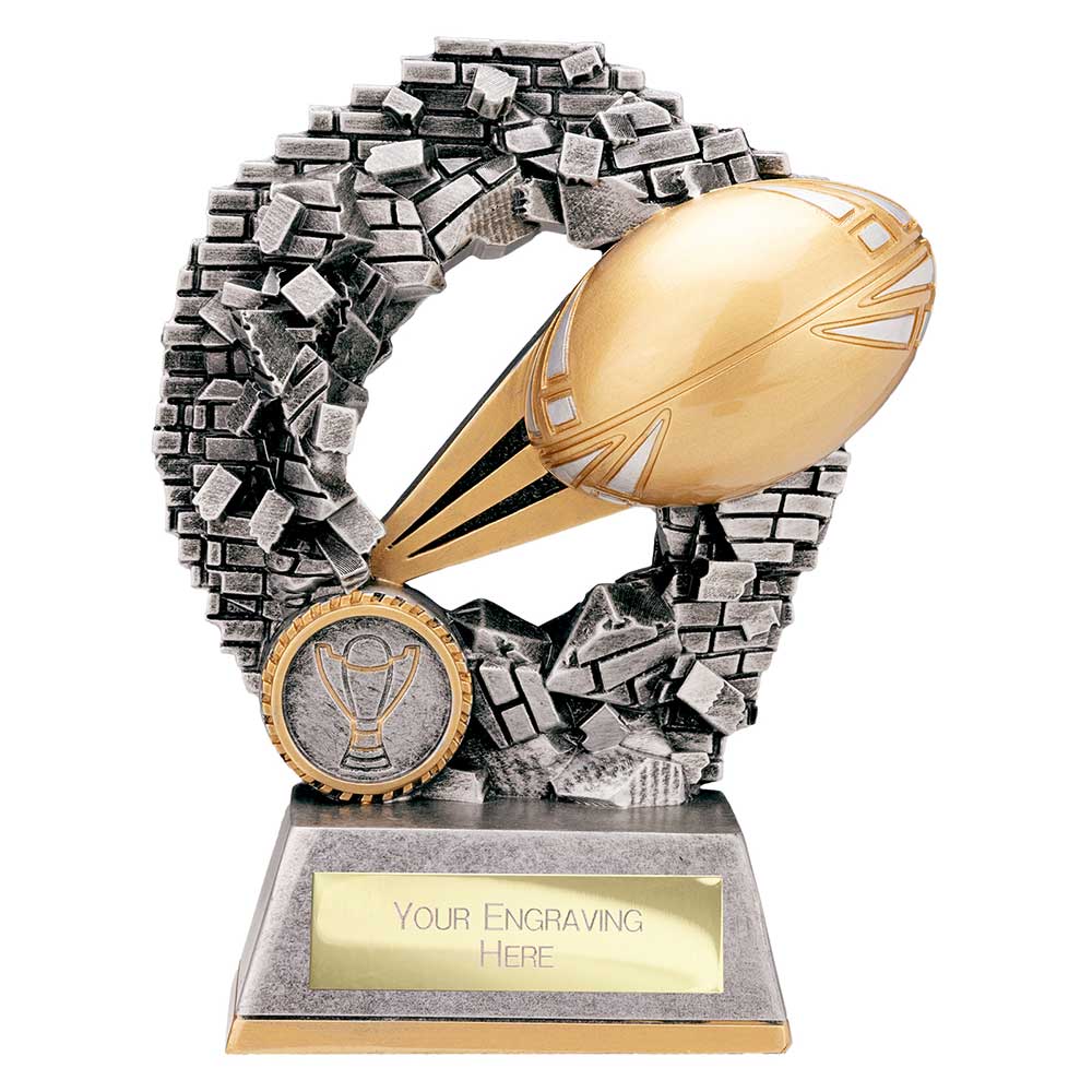 Blast Out Rugby Award Antique Silver & Gold 155mm