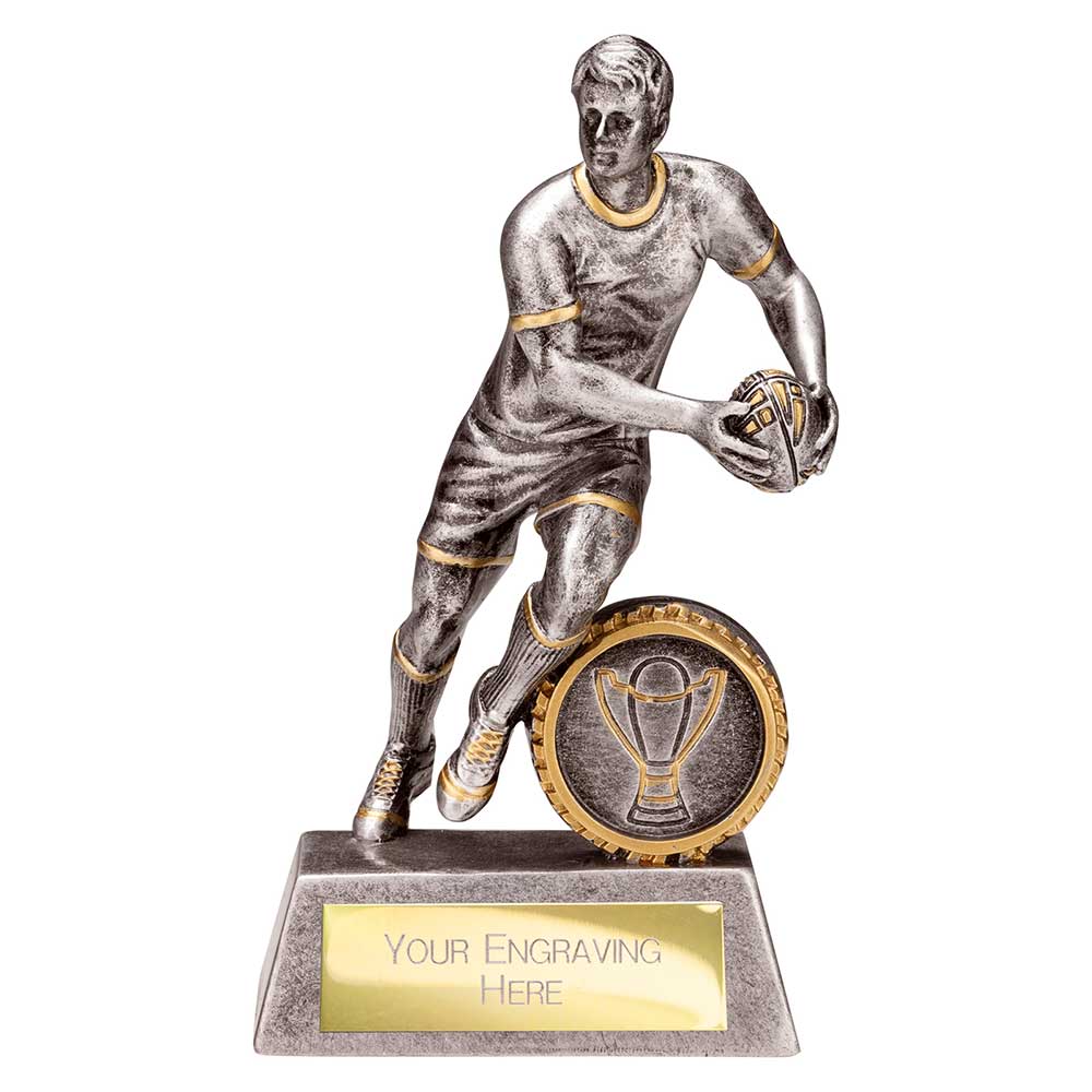 Stormer Rugby Male Award Antique Silver & Gold 130mm