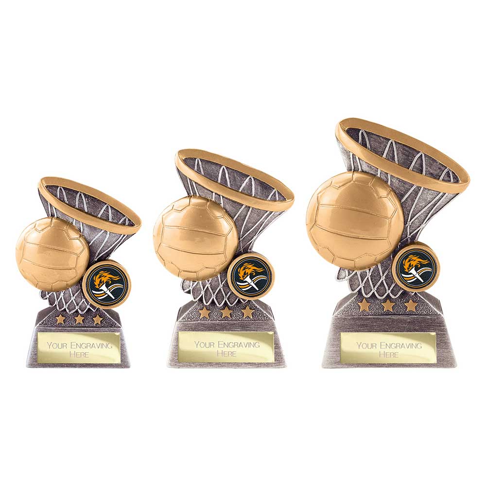 Smash Netball Award Antique Silver & Gold 120mm