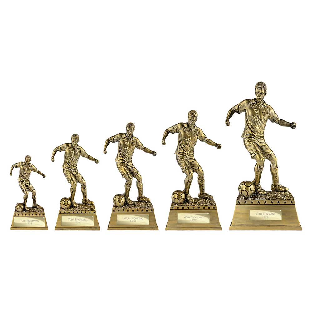 The Classic Football Male Figurine Metallic Antique Gold 185mm