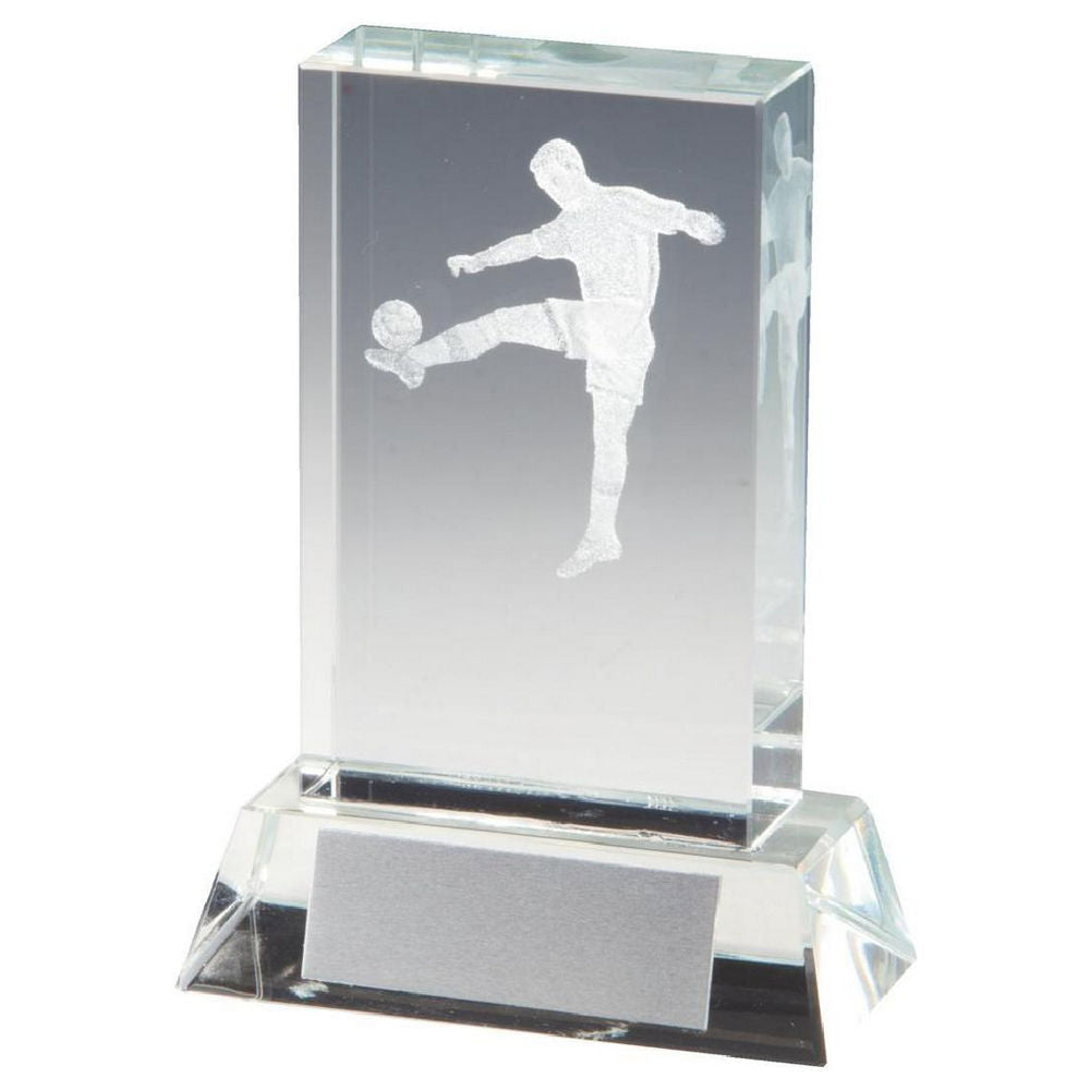 Crystal Football Award with 3D Image inside 95mm