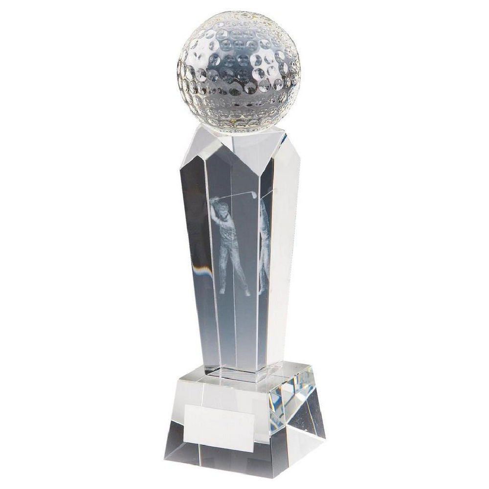 Crystal Column with 3D Golf Image (In Presentation Case) 210mm