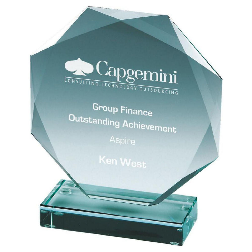 Premium Octagonal Jade Glass Stand (In Presentation Case) 170mm