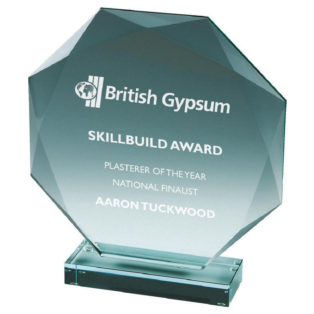 Premium Octagonal Jade Glass Stand (In Presentation Case) 220mm