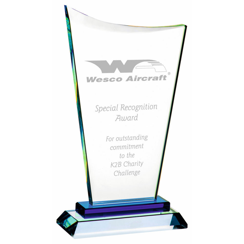 Crystal Award with Blue Base 290mm
