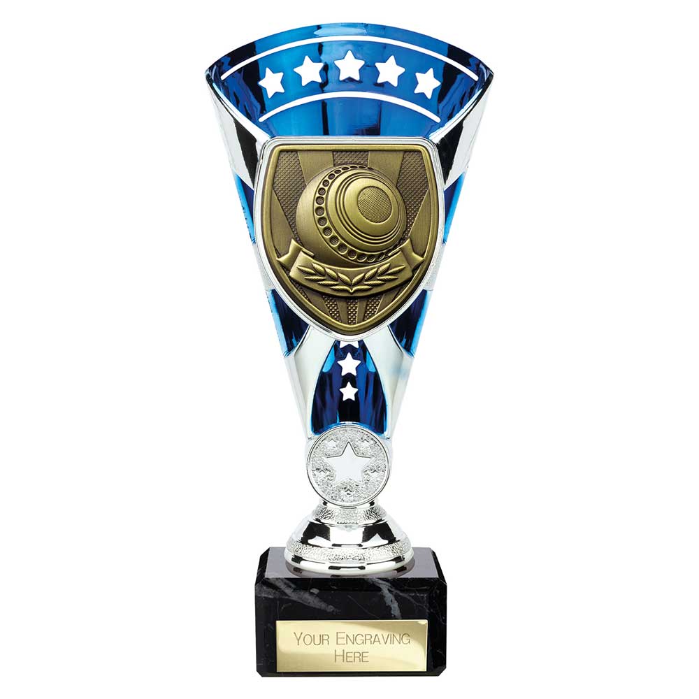 Cobra Star Cup Lawn Bowls Silver & Blue 210mm