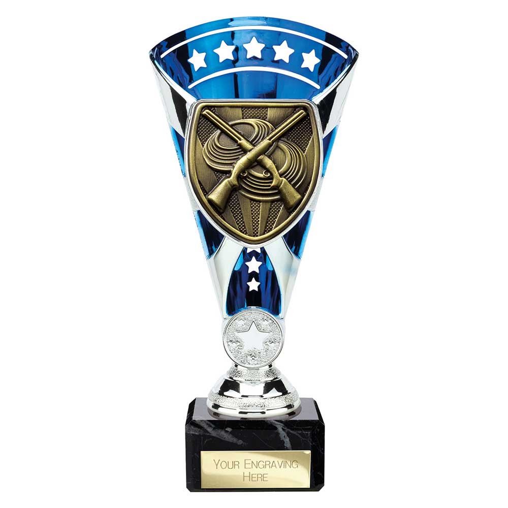 Cobra Star Cup Clay Pigeon Shooting Silver & Blue 210mm