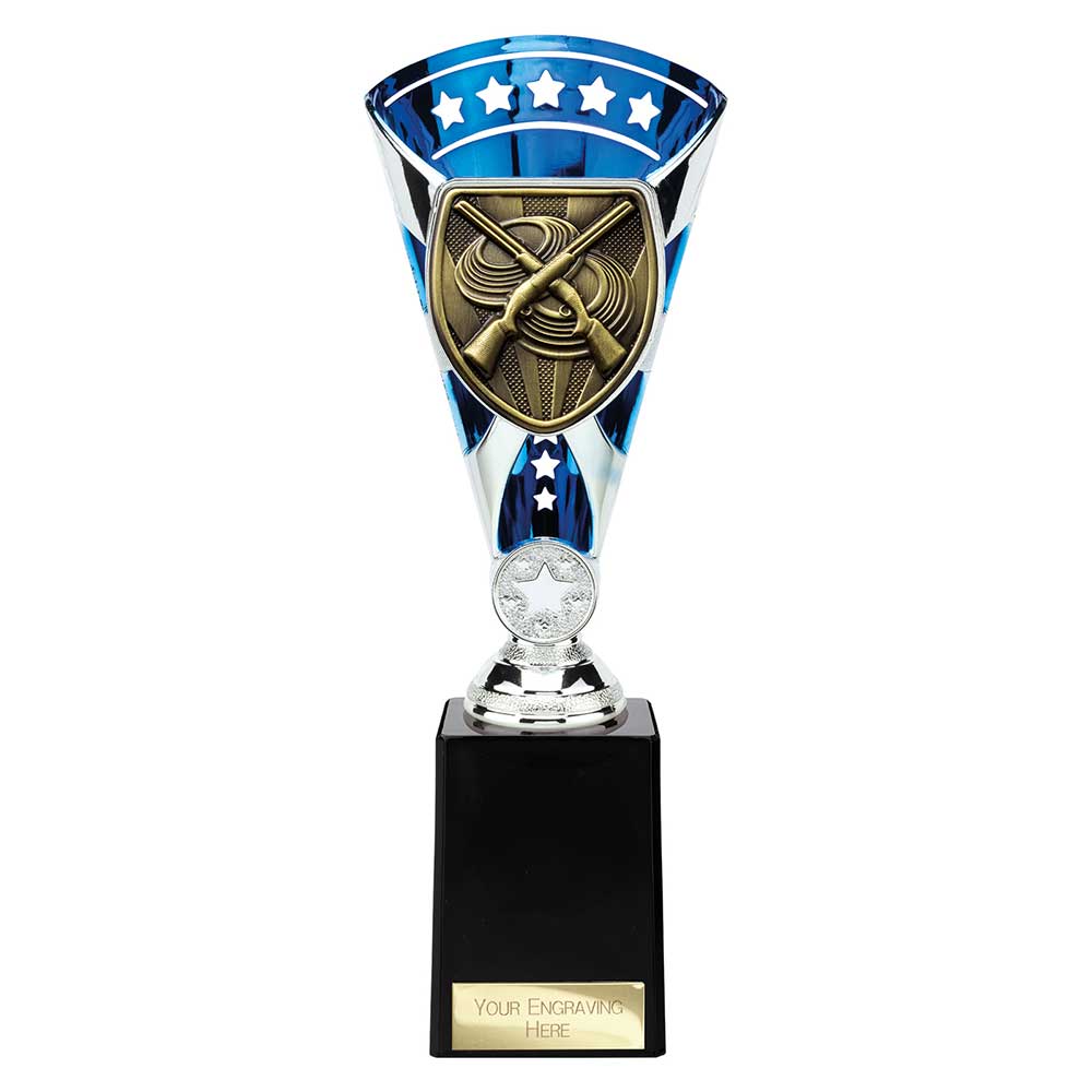 Cobra Star Cup Clay Pigeon Shooting Silver & Blue 255mm