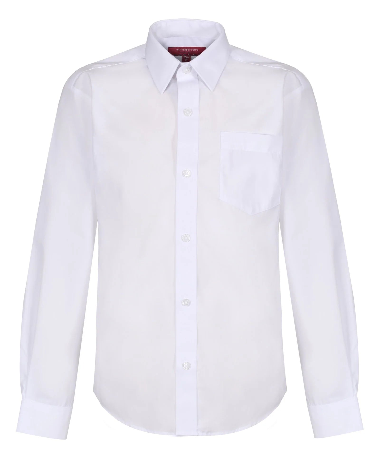 Mens Long Sleeve Non-Iron Shirt - Regular Fit - White - Twin Pack