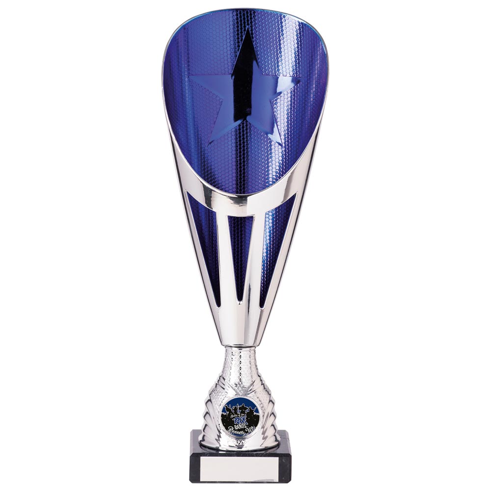 Rising Stars Deluxe Plastic Lazer Cup Silver & Blue 305mm