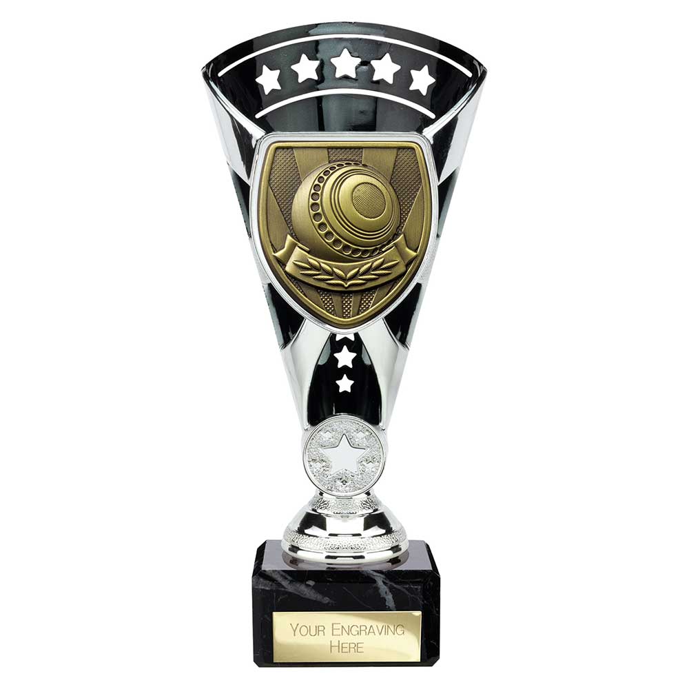 Cobra Star Cup Lawn Bowls Silver & Black 210mm