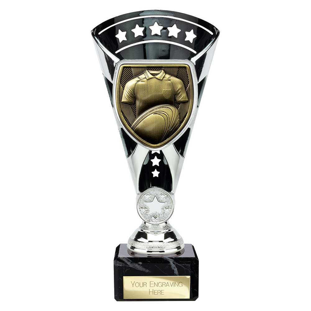 Cobra Star Cup Rugby Shirt & Ball Silver & Black 210mm