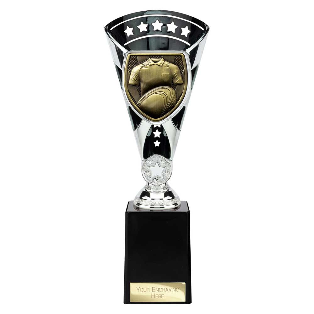 Cobra Star Cup Rugby Shirt & Ball Silver & Black 255mm