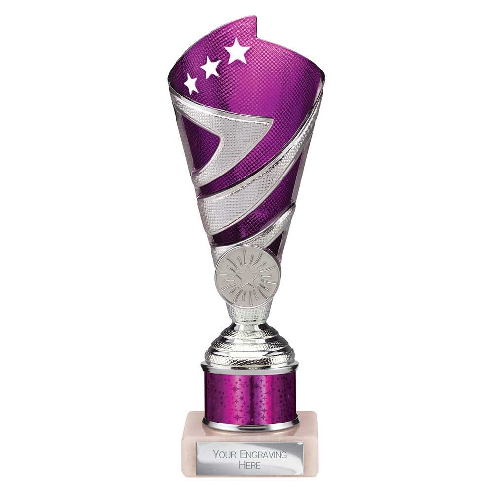 Hurricane Multisport Plastic Tube Cup Silver & Purple 200mm