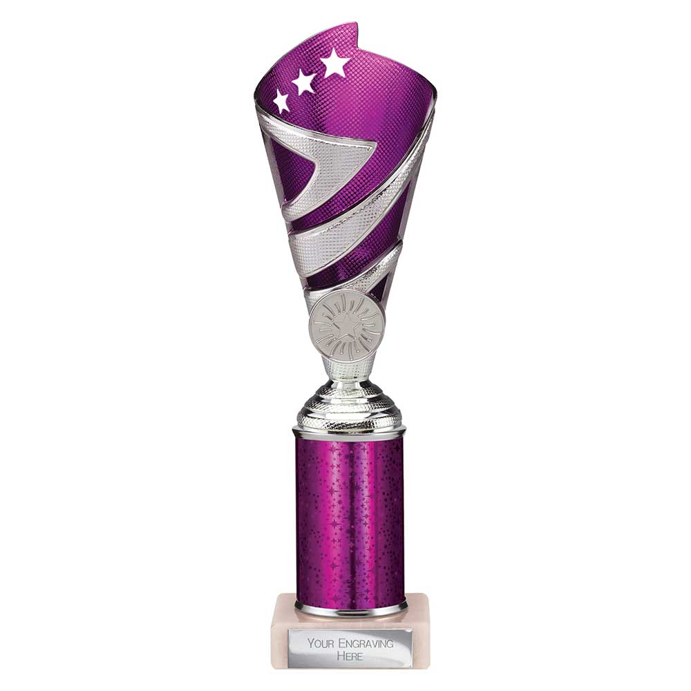 Hurricane Multisport Plastic Tube Cup Silver & Purple 250mm
