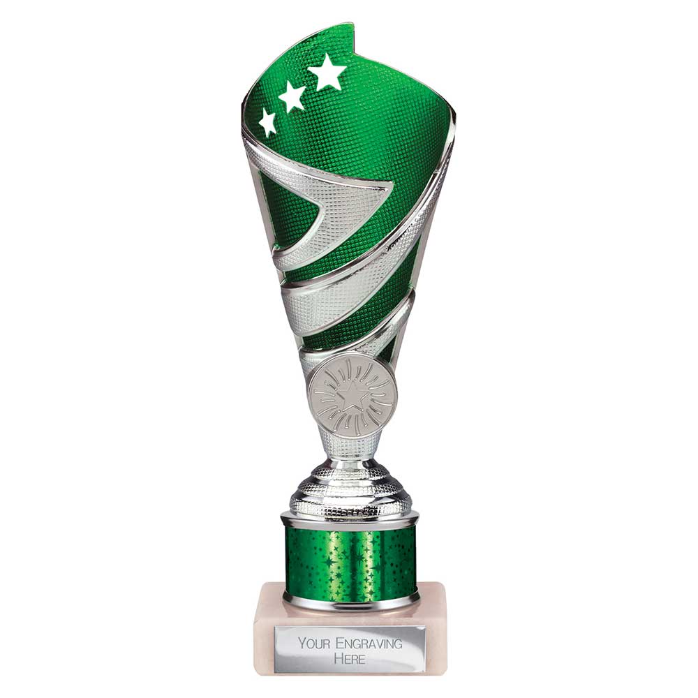 Hurricane Multisport Plastic Tube Cup Silver & Green 200mm