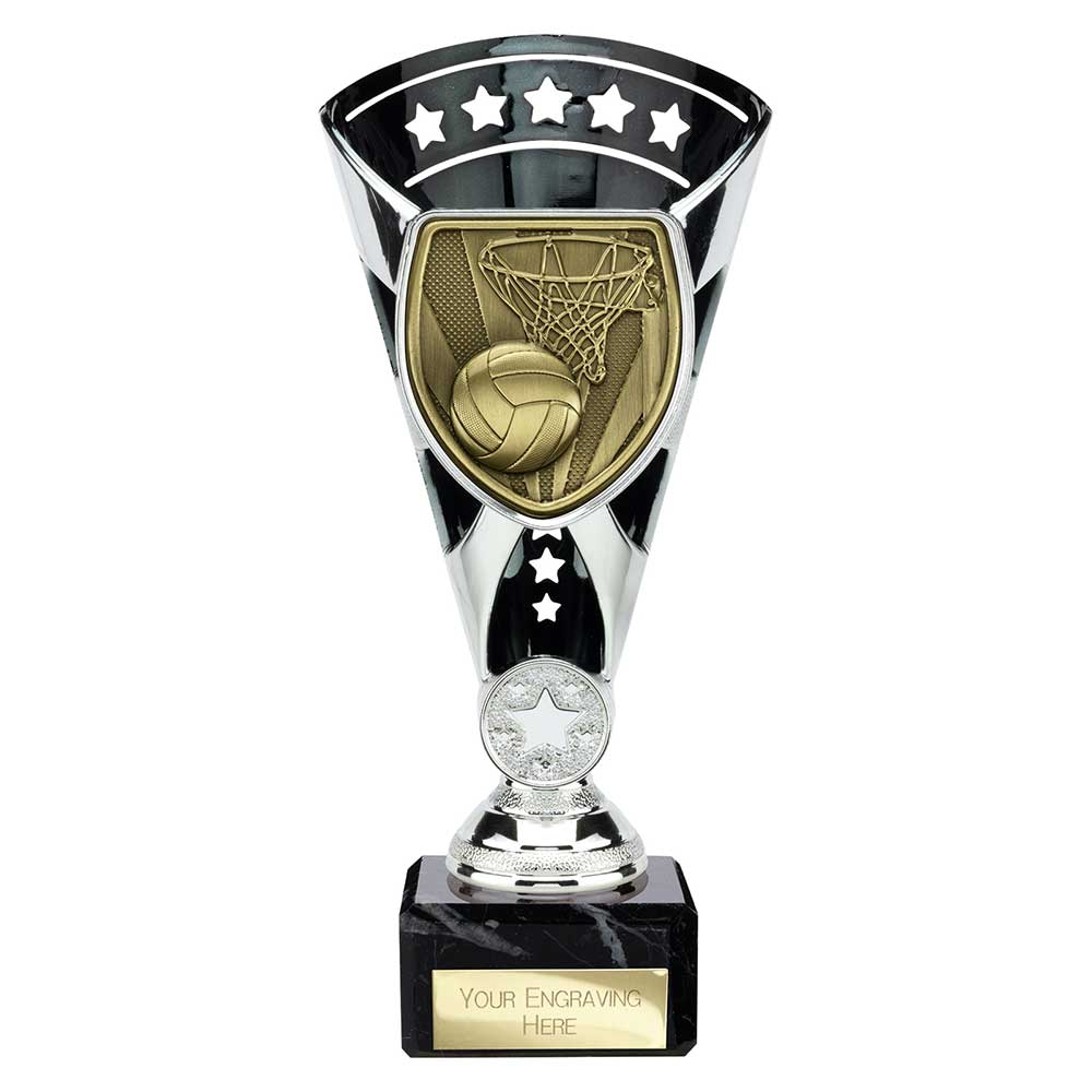 Cobra Star Cup Netball Silver & Black 210mm