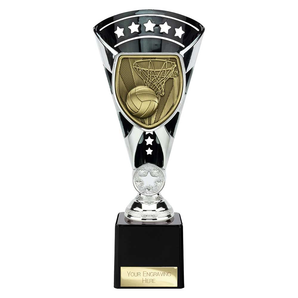 Cobra Star Cup Netball Silver & Black 230mm