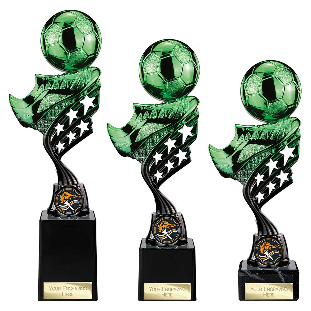Innov8 Football Plastic Trophy Green & Black 275mm