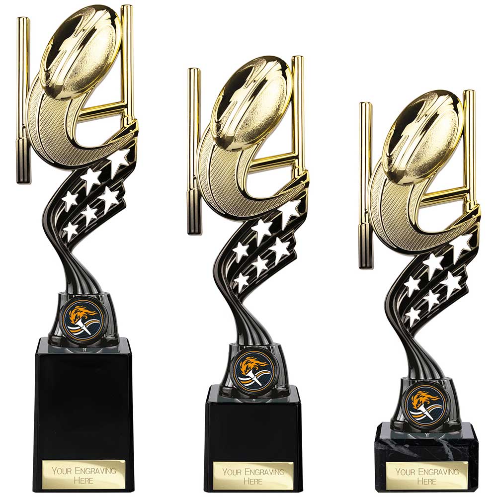 Innov8 Rugby Plastic Trophy Gold & Black 275mm
