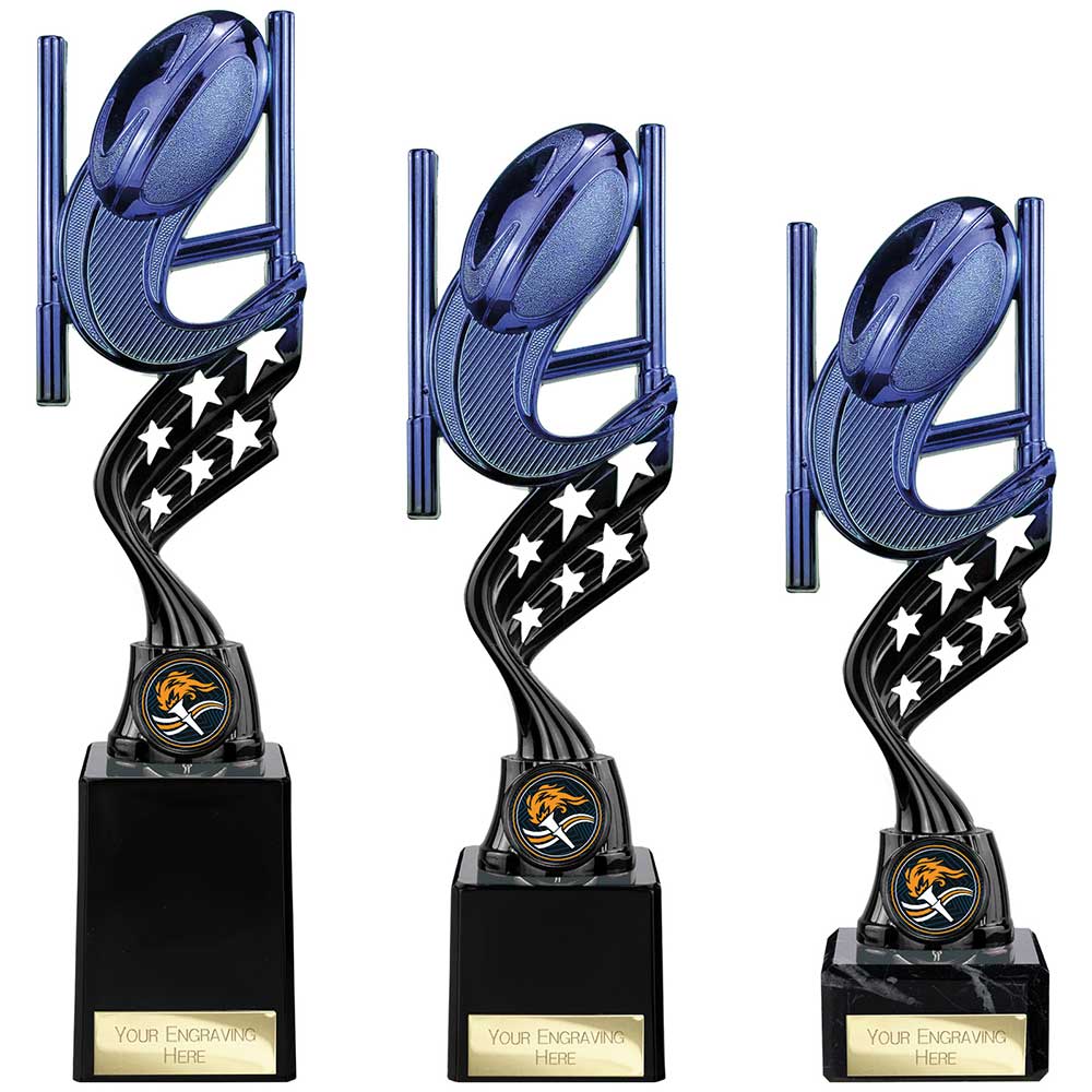 Innov8 Rugby Plastic Trophy Blue & Black 230mm