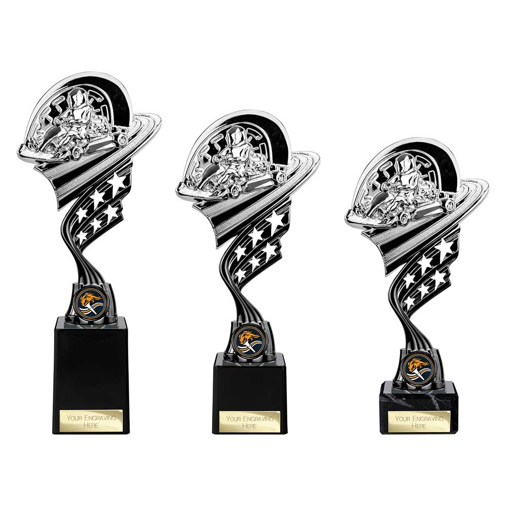 Innov8 Go Kart Plastic Trophy Silver & Black 275mm