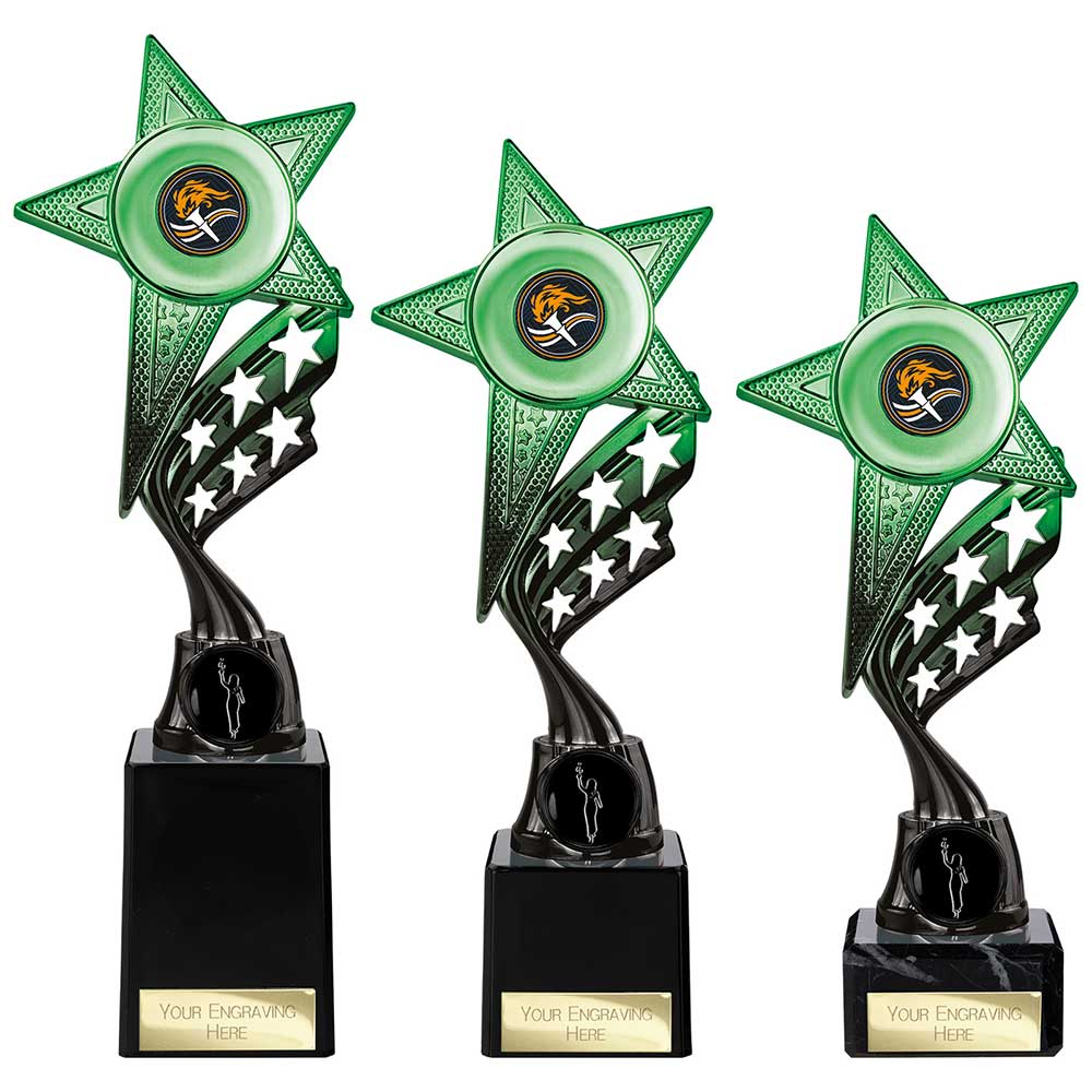 Innov8 Star Plastic Trophy Green & Black 250mm