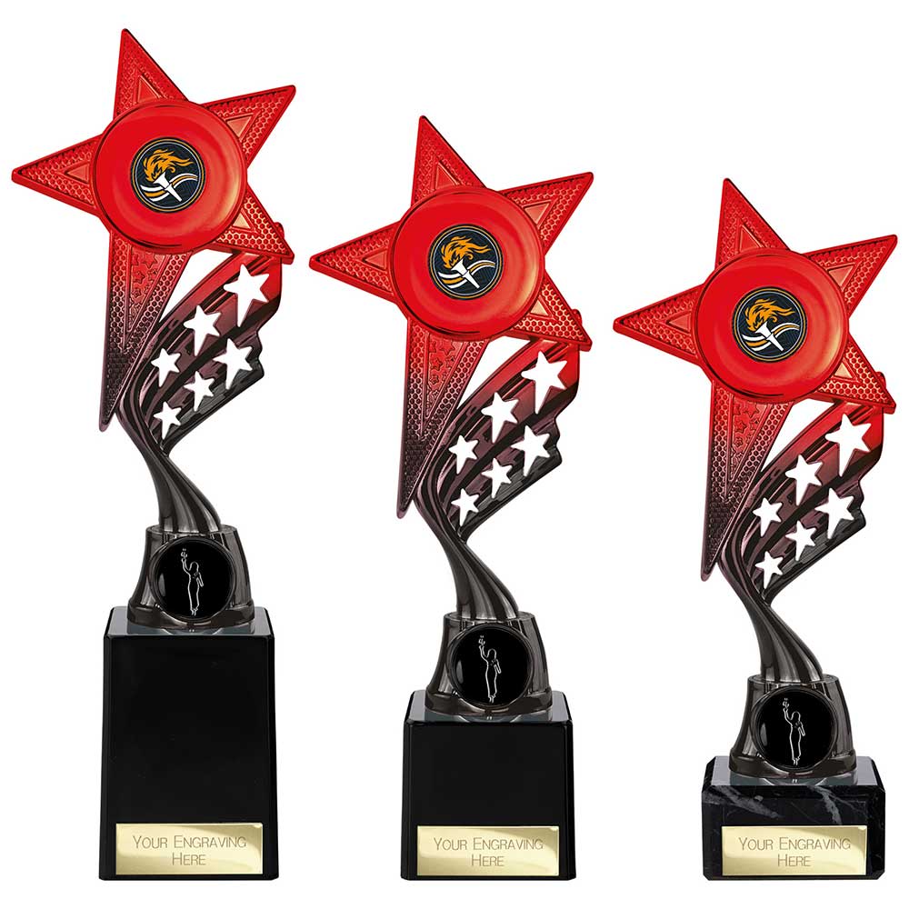 Innov8 Star Plastic Trophy Red & Black 230mm