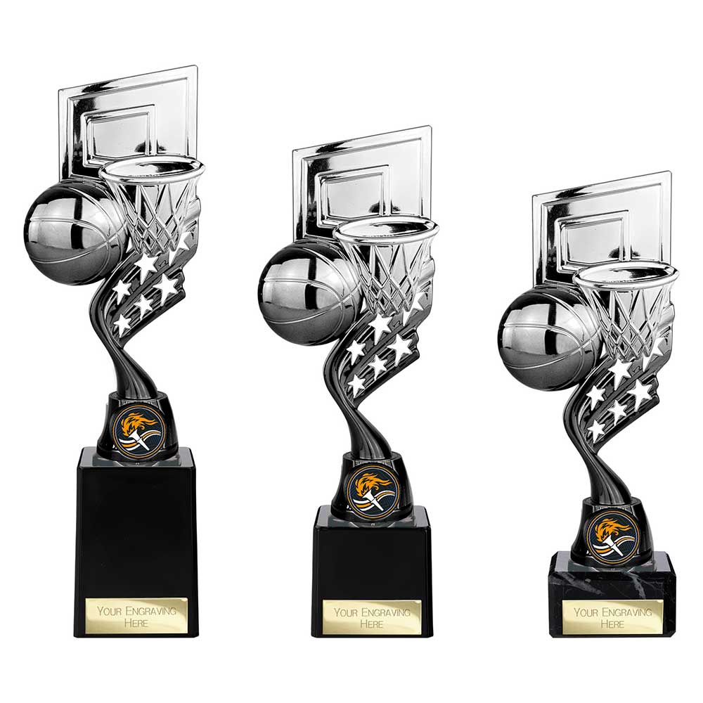 Innov8 Basketball Plastic Trophy Silver & Black 230mm