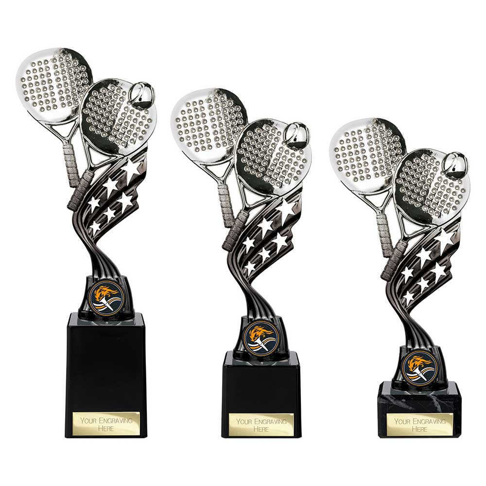 Innov8 Padel Plastic Trophy Silver & Black 225mm