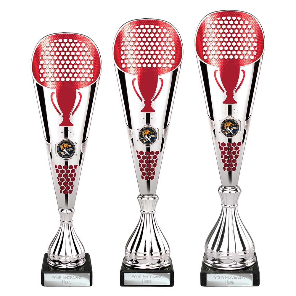 Eclectic Trophy Silver & Red 330mm