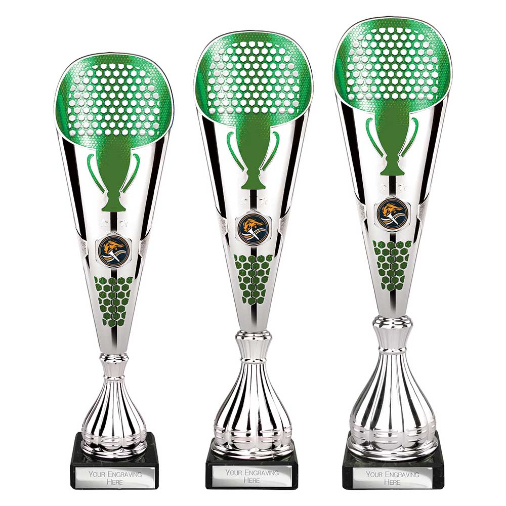 Eclectic Trophy Silver & Green 330mm