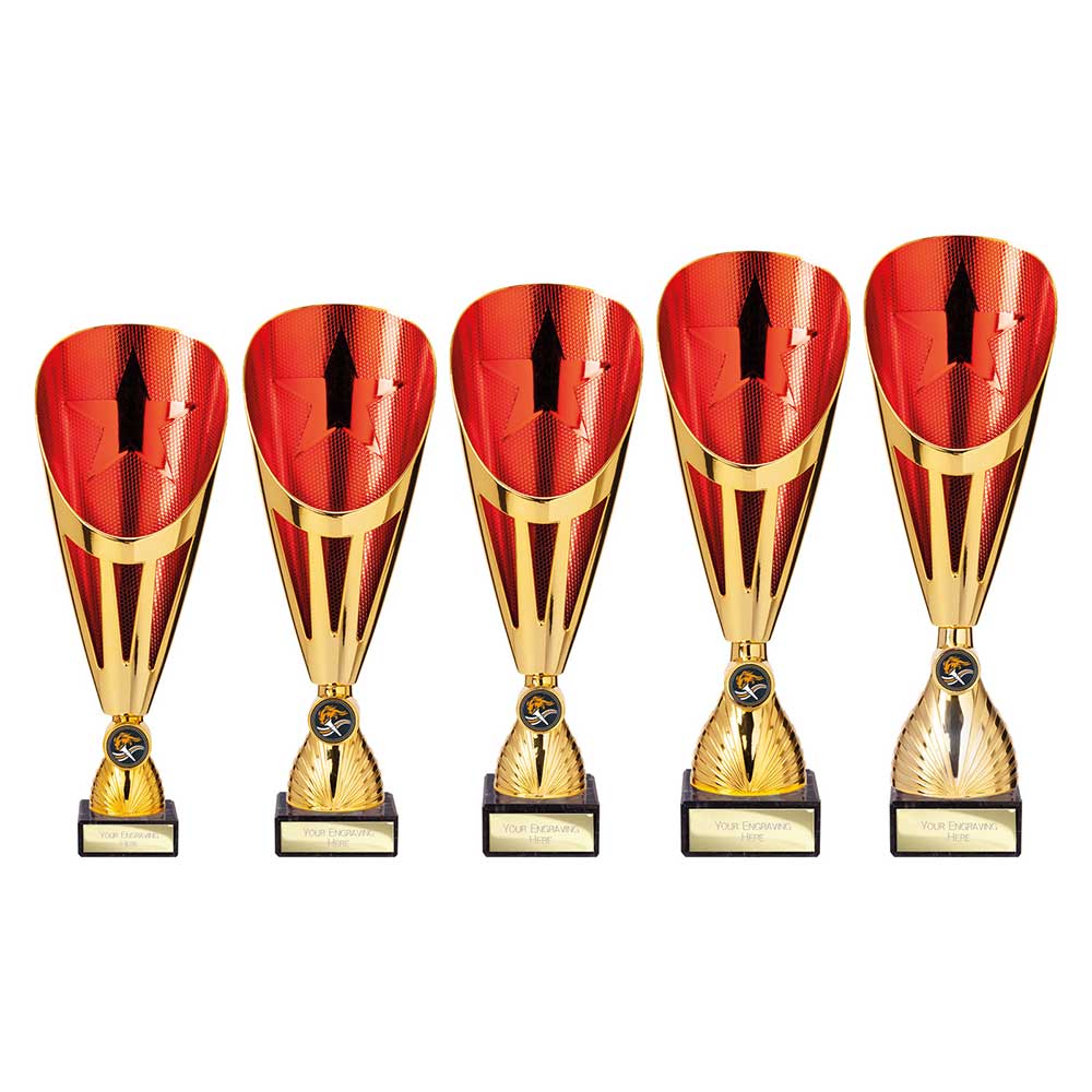 Rising Stars Deluxe Plastic Lazer Cup Gold & Red 295mm
