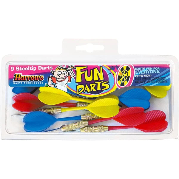 Harrows - Harrows Fun Darts - 3 Sets of Colour Coded Pub Darts - Steel Tip