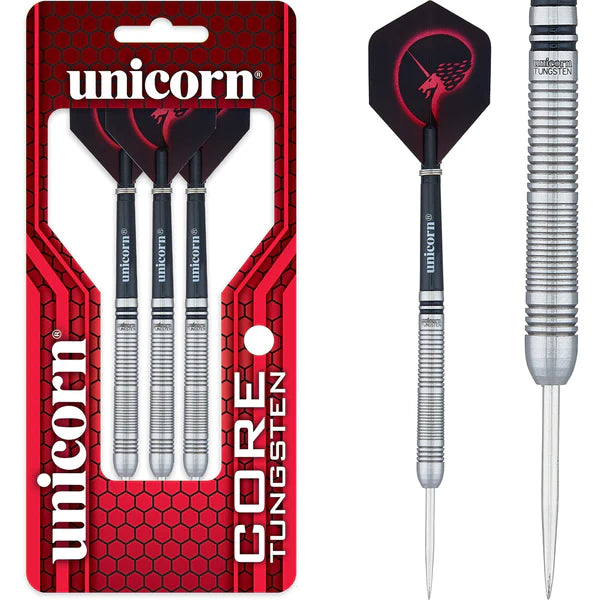 Unicorn - Unicorn Core Tungsten Darts - Steel Tip - Style 2 - Black Ring 24gm
